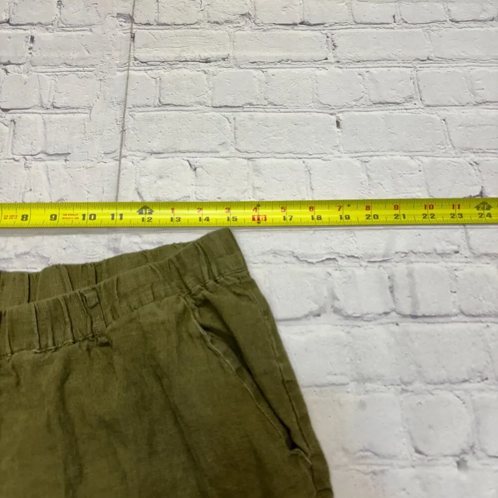 Quince Women 100% European Linen Pants Size Large Olive C134 -24
